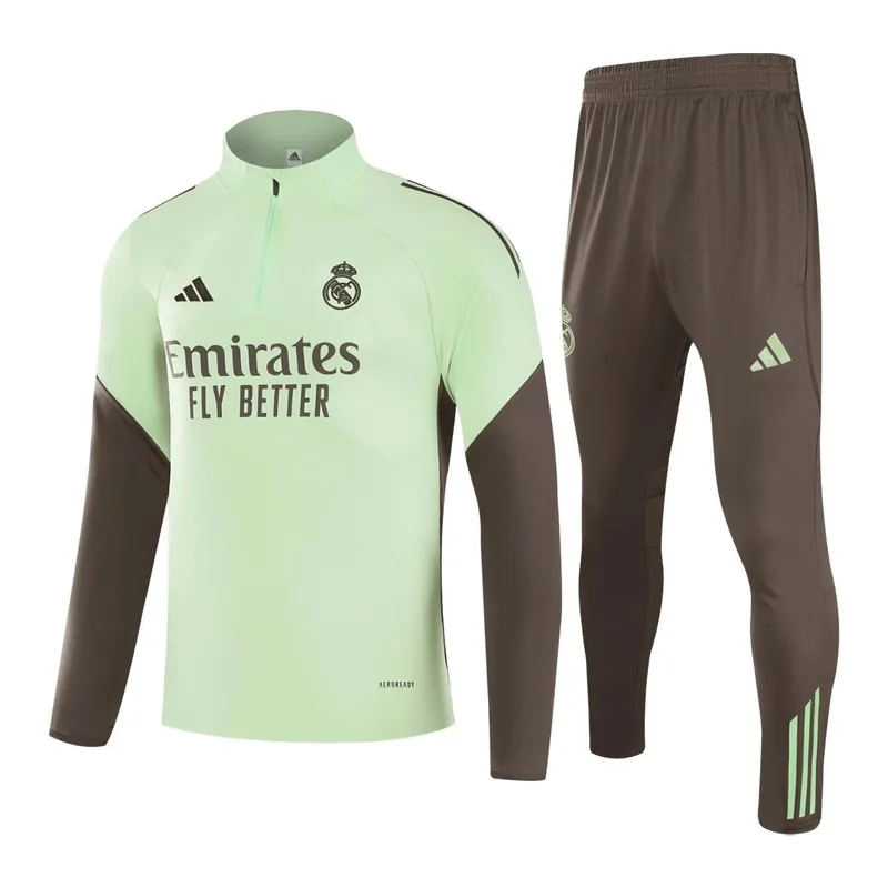 Real Madrid 2025 1 4 Zip Tracksuit 26 Kids Green