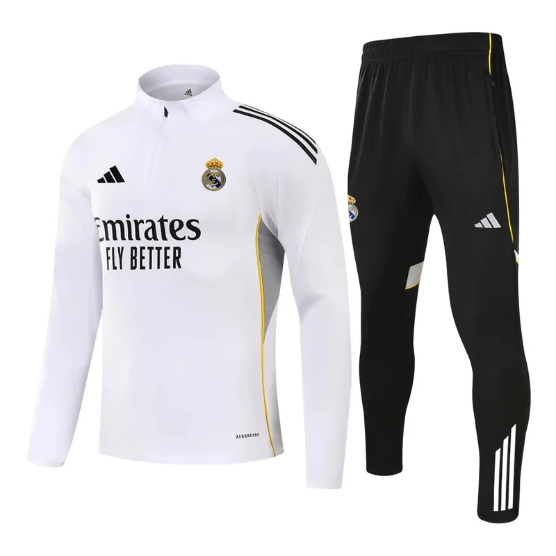 Real Madrid 2025 1 4 Zip Tracksuit 26 White