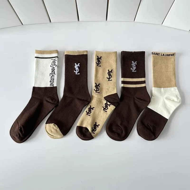 Saint Laurent Crew Socks 5-Pair Box Ver.A