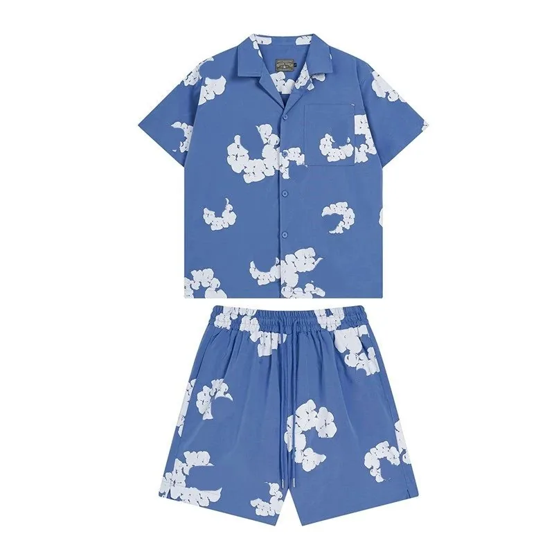 European and American full print men's and women's high street woven s