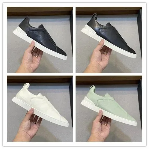 Zegna Triple Stitch Leather Sneakers