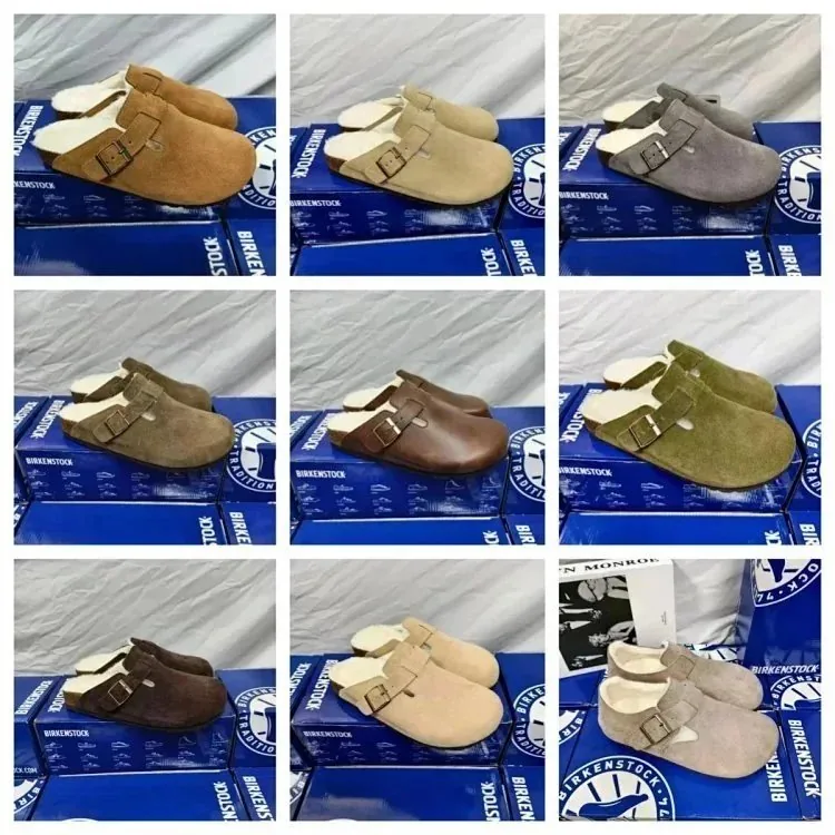 Birkenstock Suede Shearling-Lined Clog Sandals
