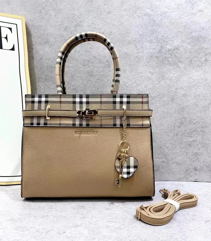 Burberry Nova Check Leather Tote Bag