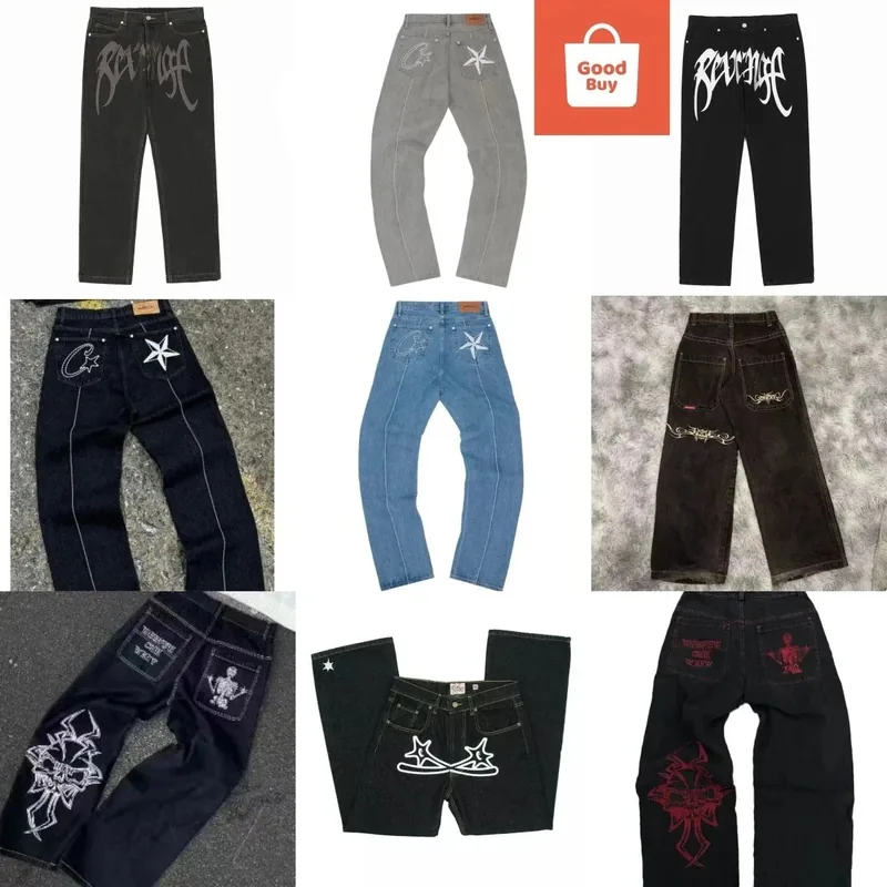 Revenge Graphic Straight-Leg Jeans - Black