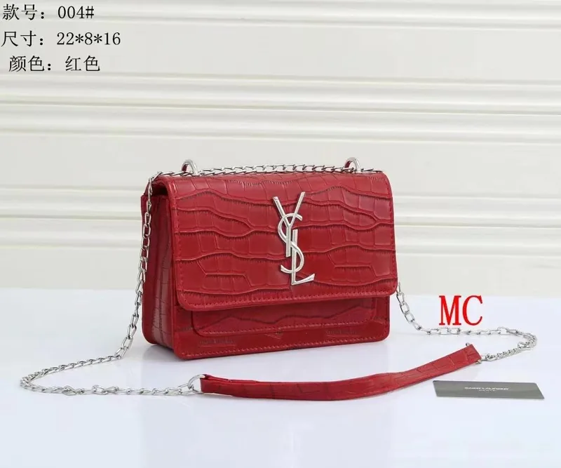 YSL Croc-Embossed Chain Bag