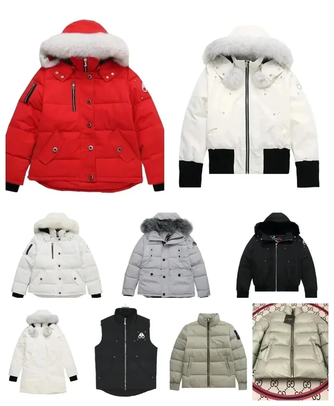 Moose Knuckles Hooded Down Jackets with Fur Trim