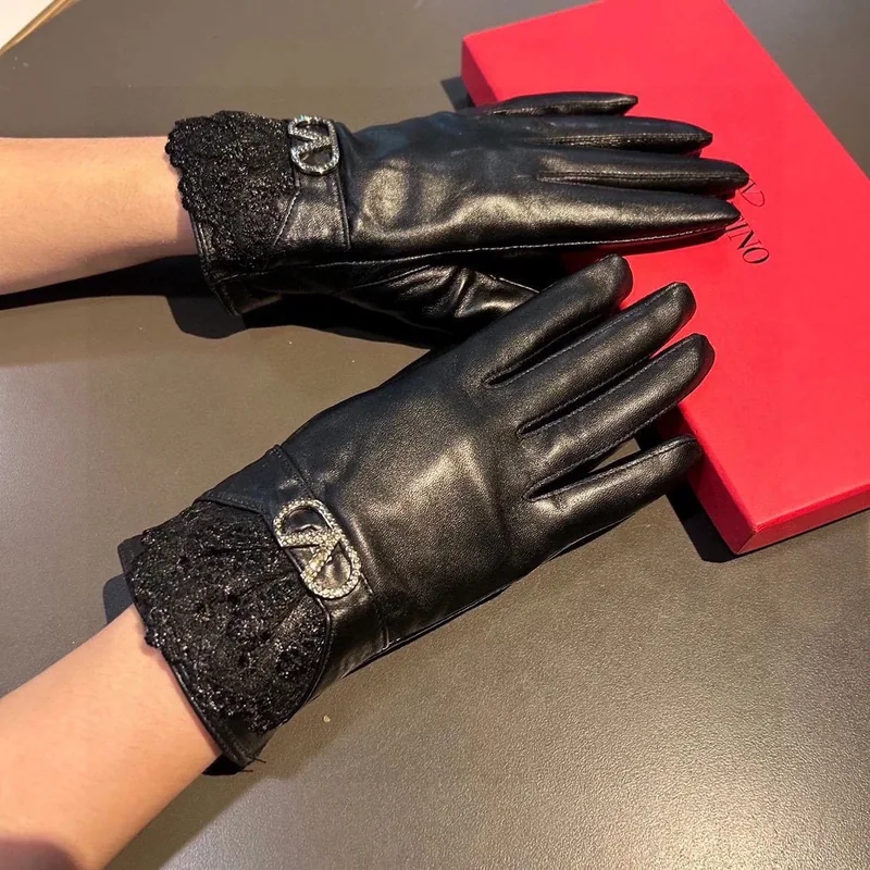 Valentino Lambskin Cashmere Gloves Ver.E