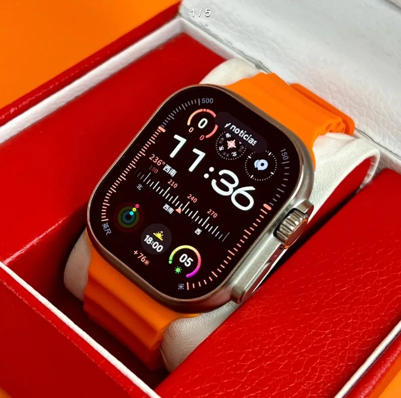 Apple Watch Ultra with Orange Ocean Band