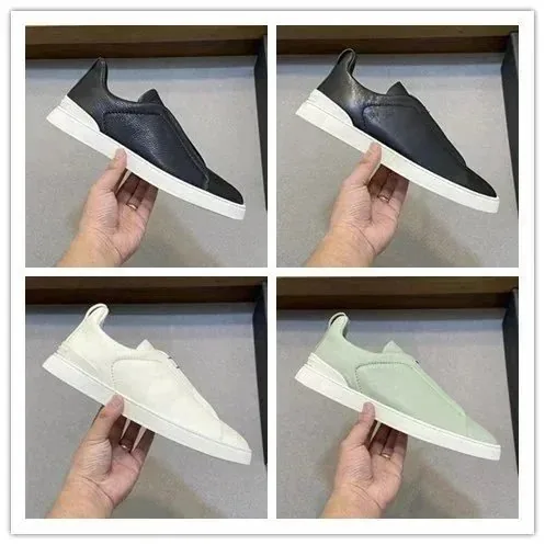 Zegna Triple Stitch Leather Sneakers