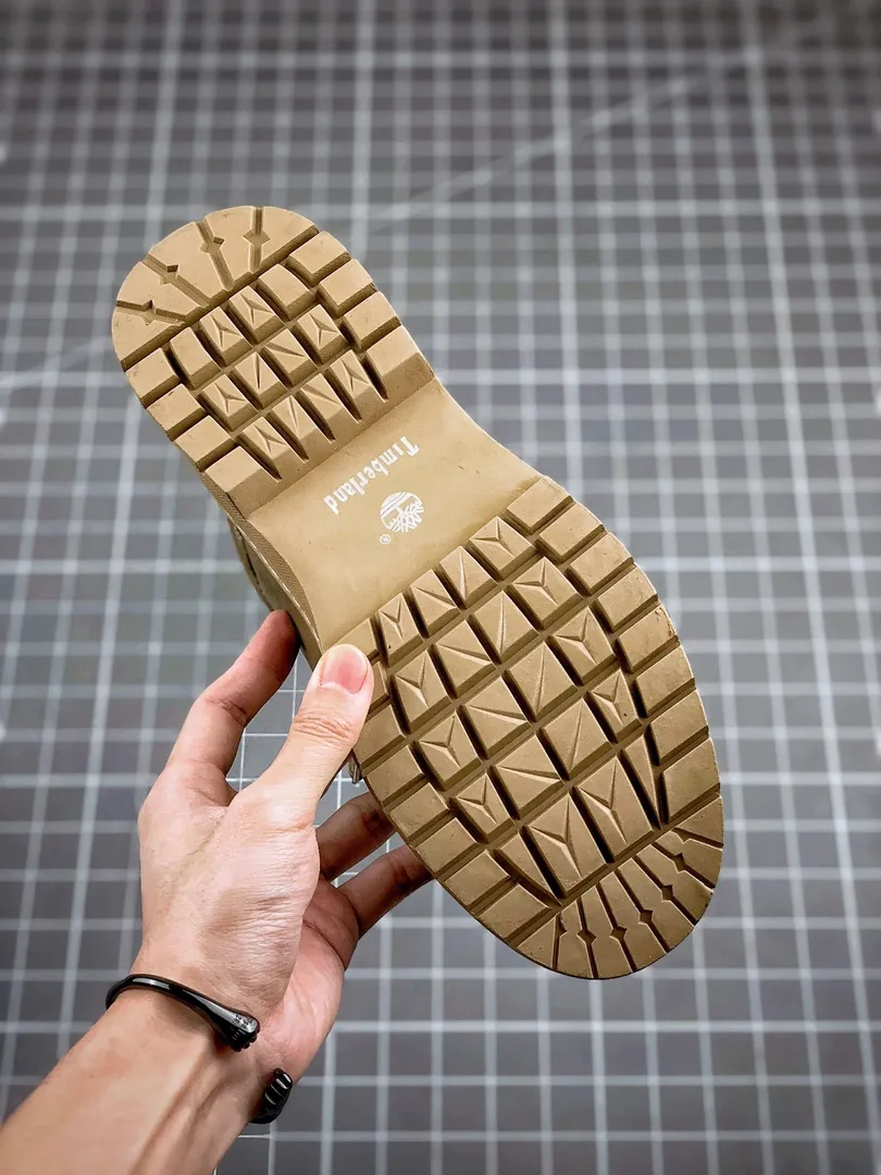 Timberland Beige Knit Mid-Top Sneakers — QC