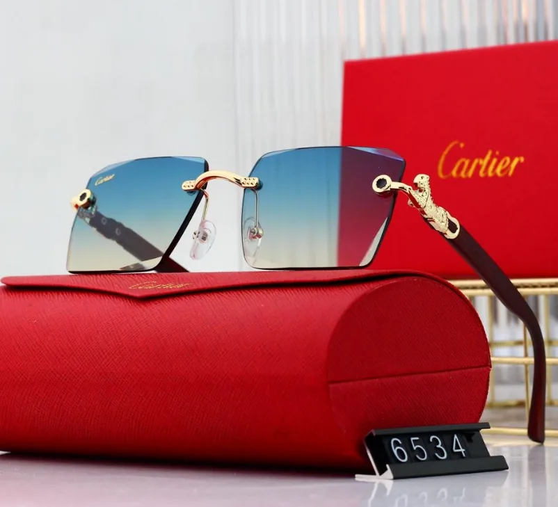 Cartier Rimless Wood Temple Sunglasses — QC