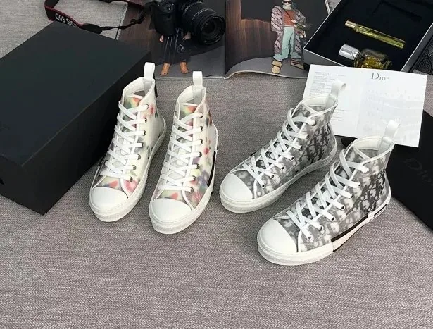 Dior B23 White Black B-23 Floral Sneakers — Photo 11