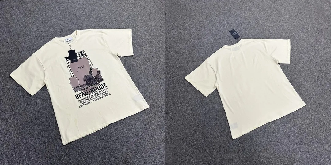 Rhude Letter Logo Print Cotton T-Shirt — Photo 14