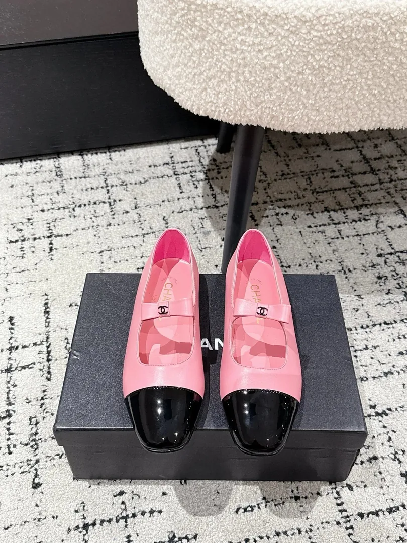 Chanel Mary Jane Flats Pink White