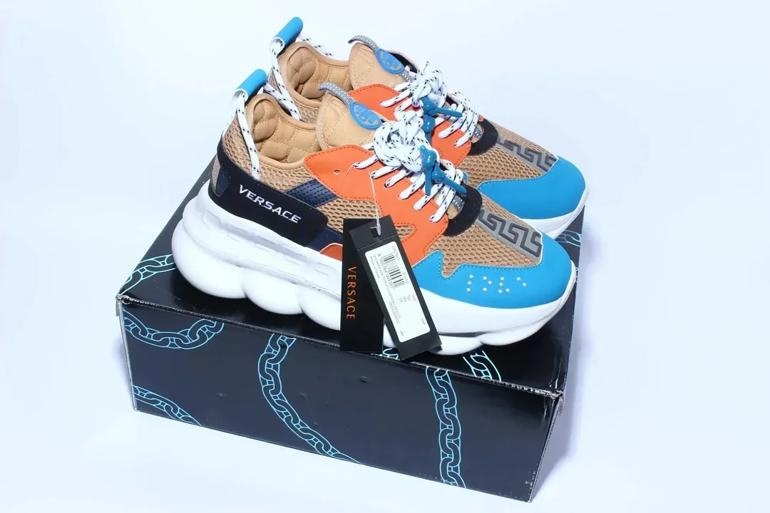 Versace Chain Reaction Navy Low-Top Sneakers — photo 11