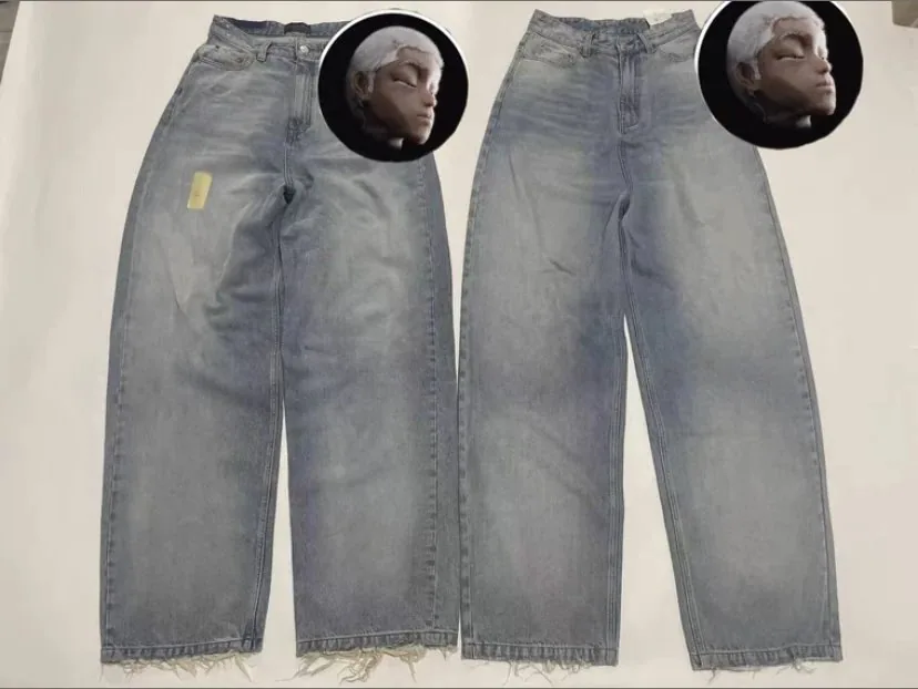Washed Blue Straight-Leg Denim Jeans — photo 2