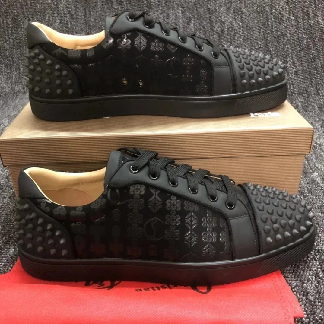 Christian Louboutin Louis Junior Spikes Studded Red Sneakers — Photo 7