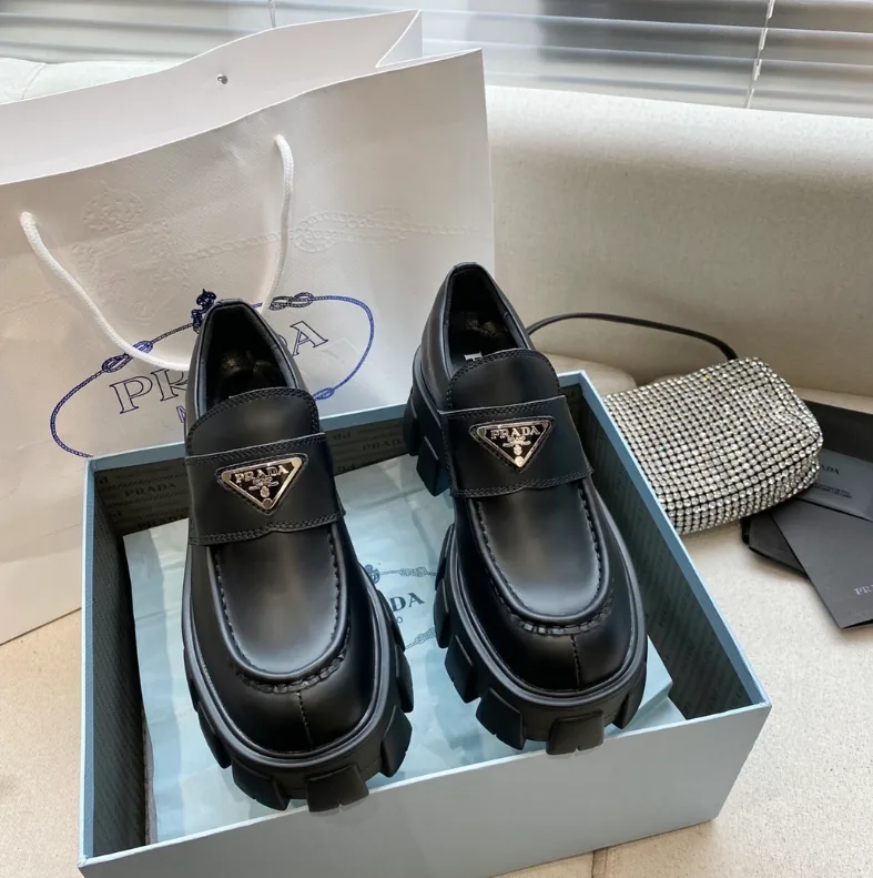 Prada Monolith Brushed Leather Loafers — QC
