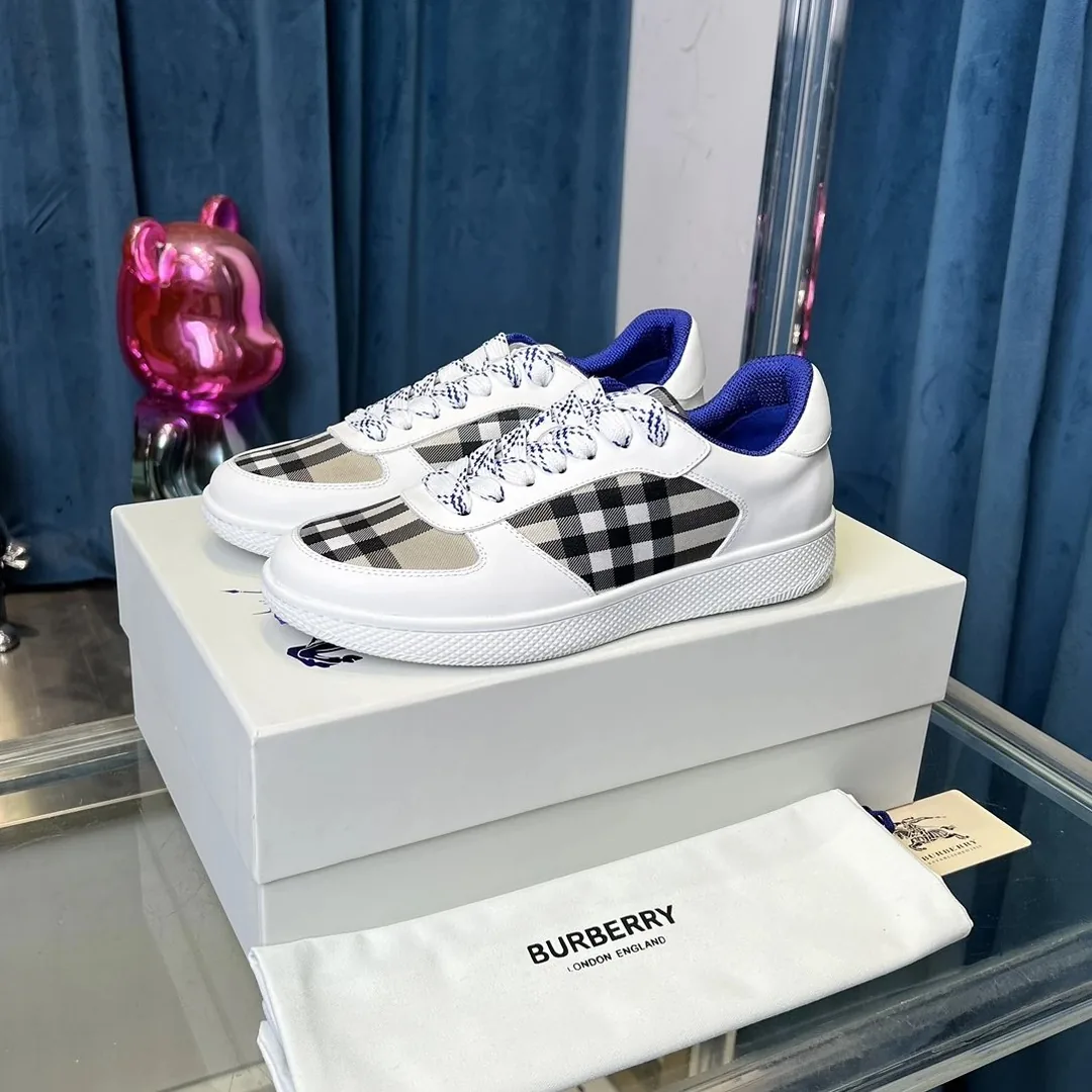 Burberry Vintage Check Sneaker White Leather Sneakers — QC
