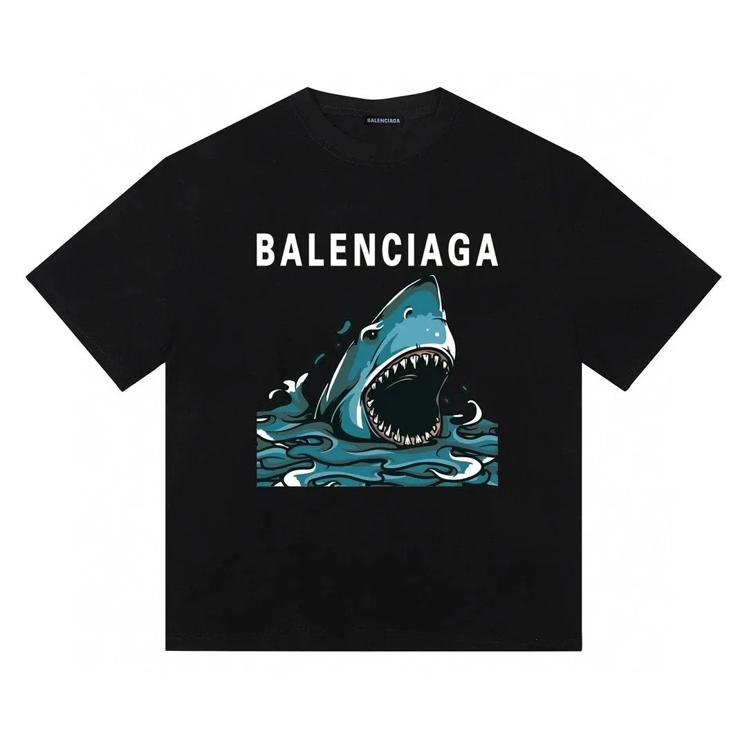 Retro Shark Print Crewneck T-Shirt