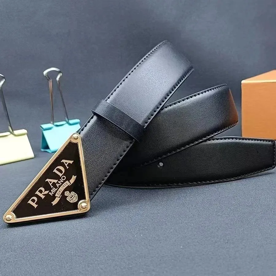 Prada Triangle Logo Leather Belt — QC