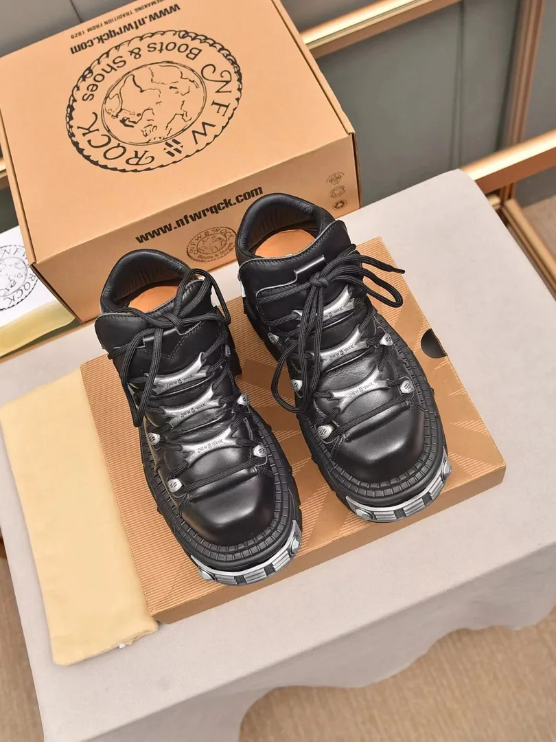 New Rock Black White Gold Hardware Sneakers — Photo 9