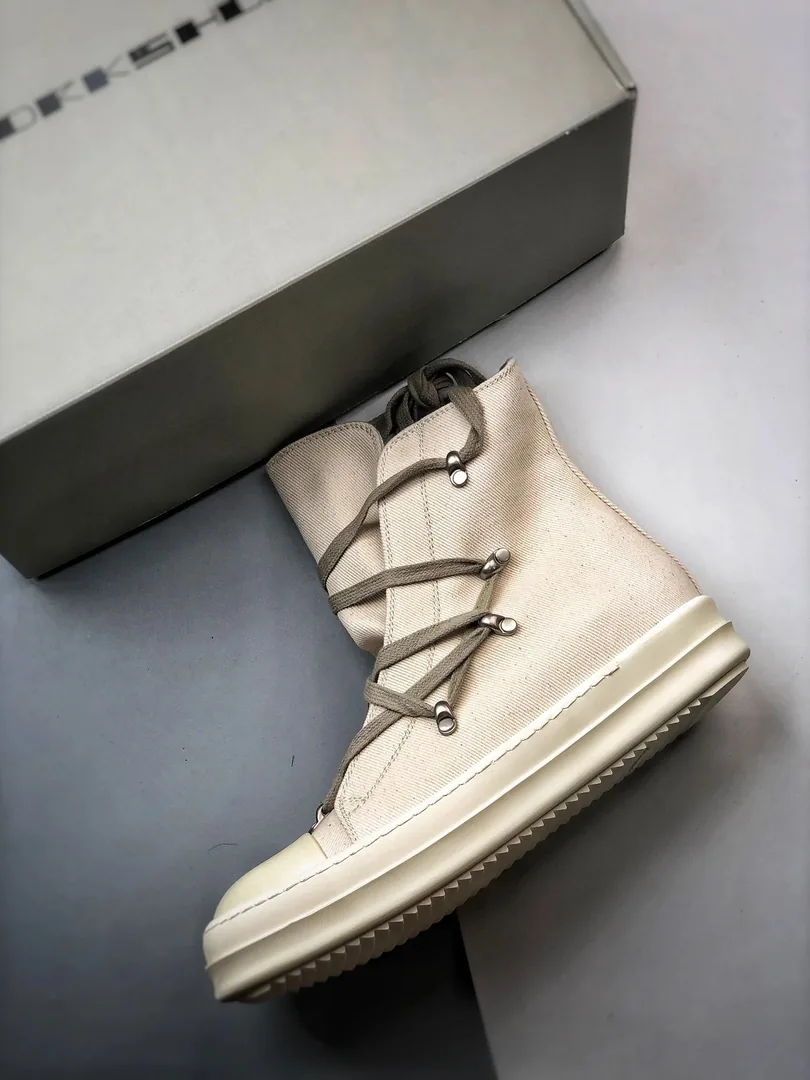 Rick Owens DRKSHDW Ramones High Black White Sneakers — QC