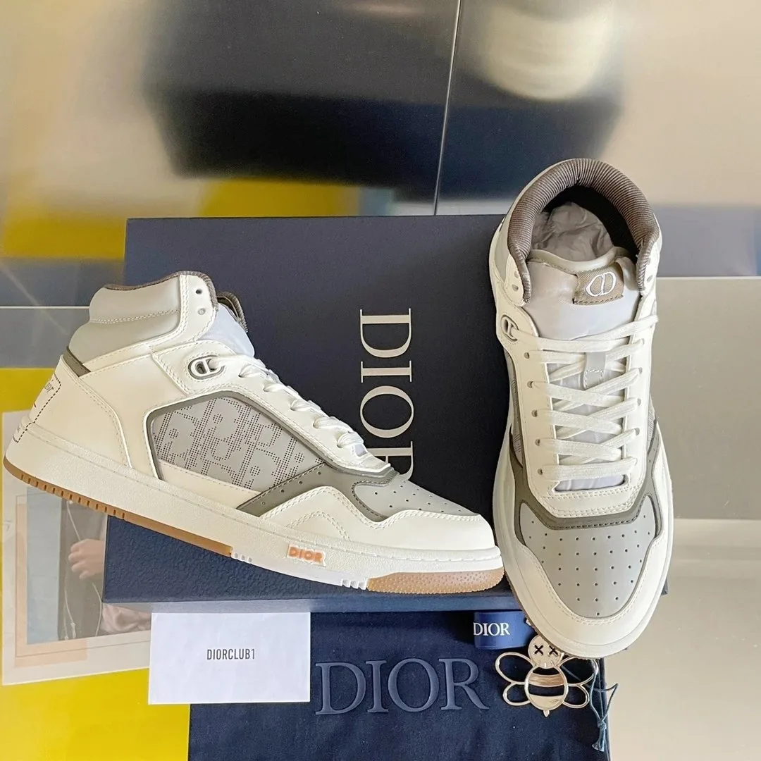 Dior B27 Grey White Mid-High Sneakers — QC