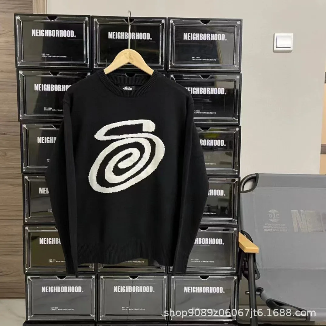 Black Eight Jacquard Crewneck Sweater — Photo 11