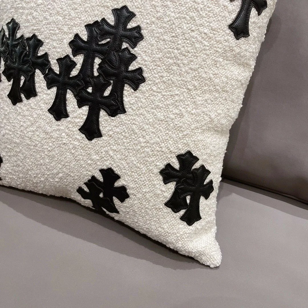 Shearling Cross Embroidered Cushion — QC