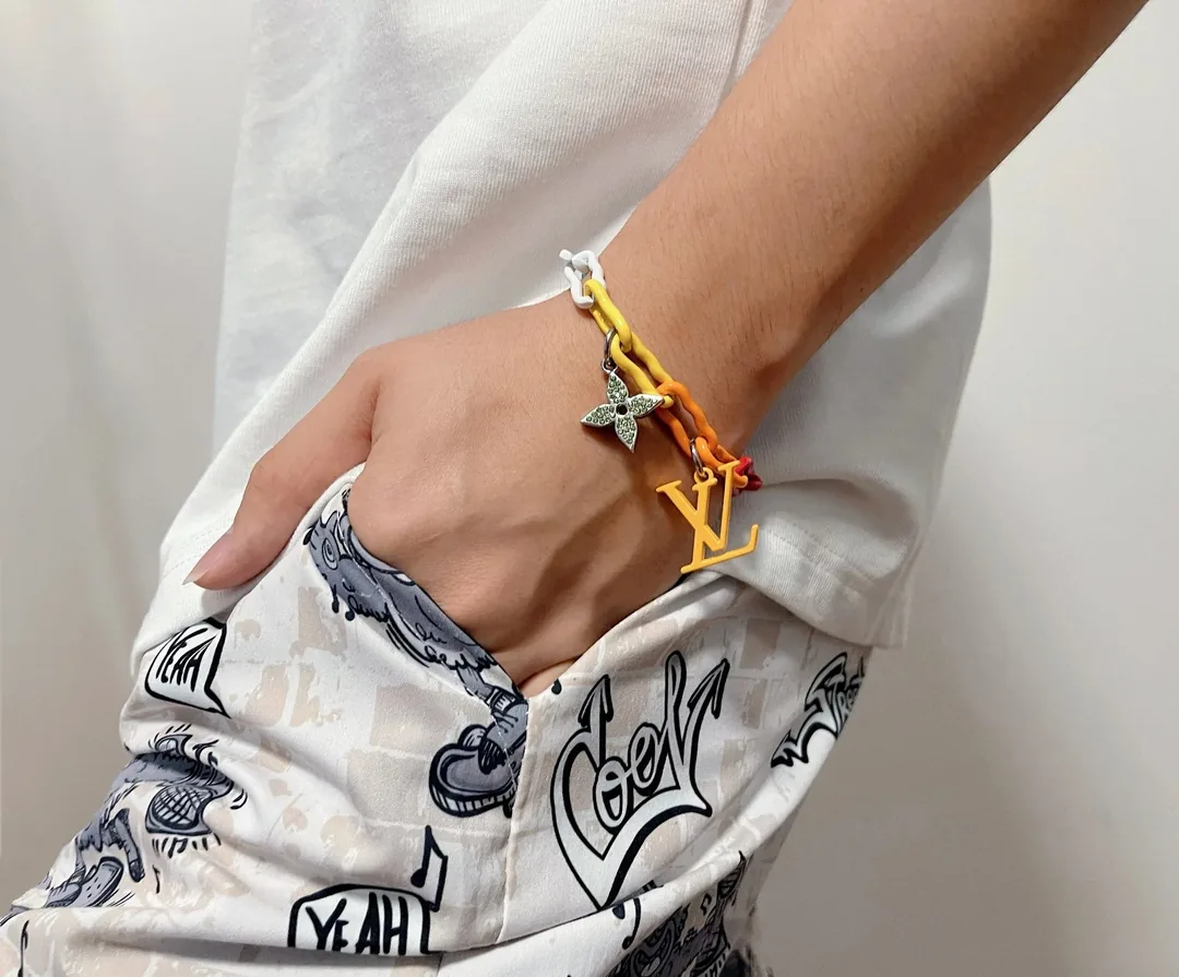 Rainbow Bamboo Link Necklace And Bracelet — photo 8