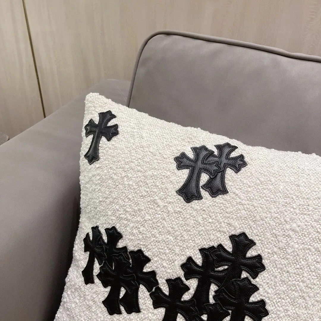 Shearling Cross Embroidered Cushion — QC