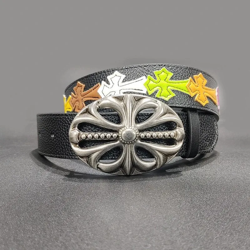 Leather Cross Floral Couple Belt — Photo 5