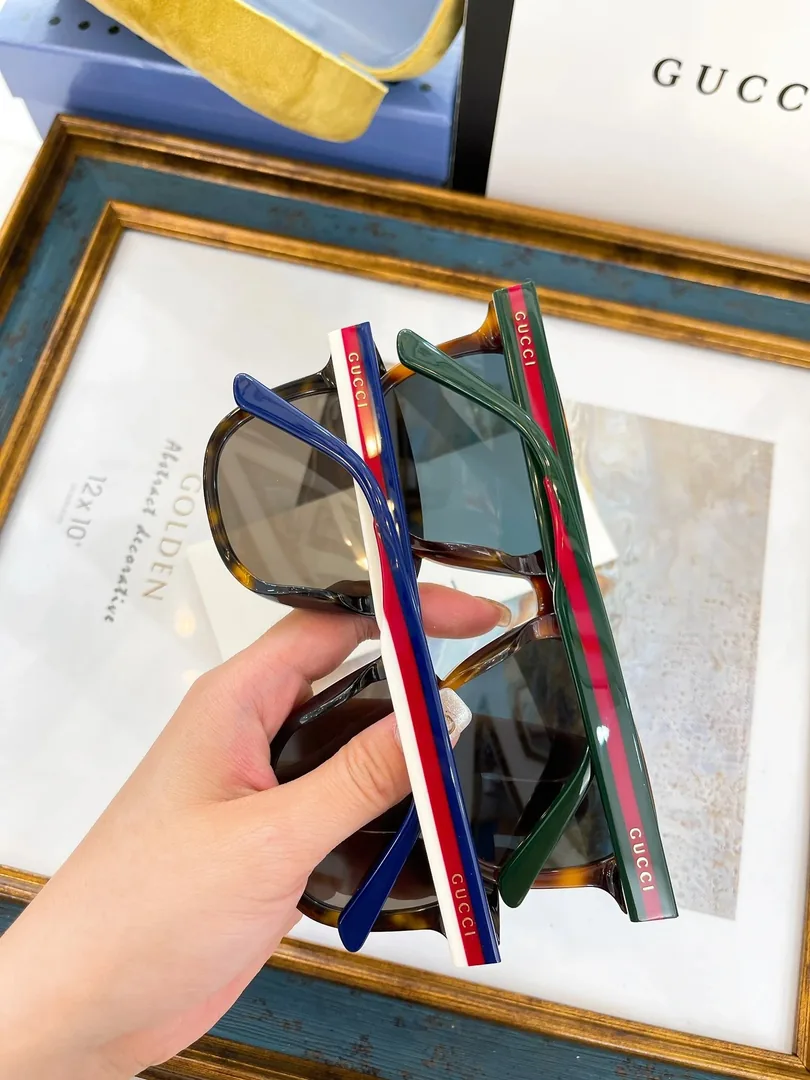 Gucci Web Stripe Square Sunglasses Black — Photo 10