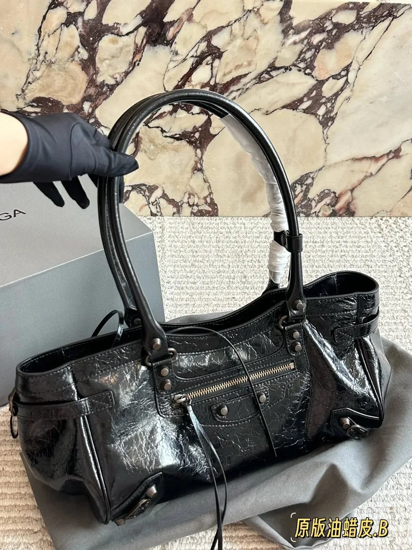 Balenciaga Waxed Leather Hobo Bag