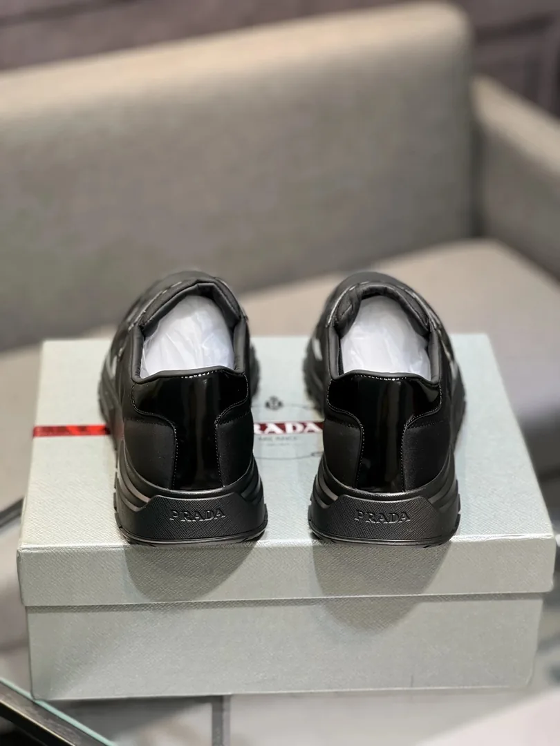 Prada Gucci Leather Nylon Lace-Up Sneakers — QC