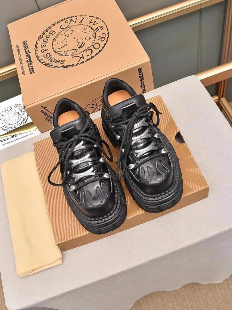 New Rock Black White Gold Hardware Sneakers — Photo 3