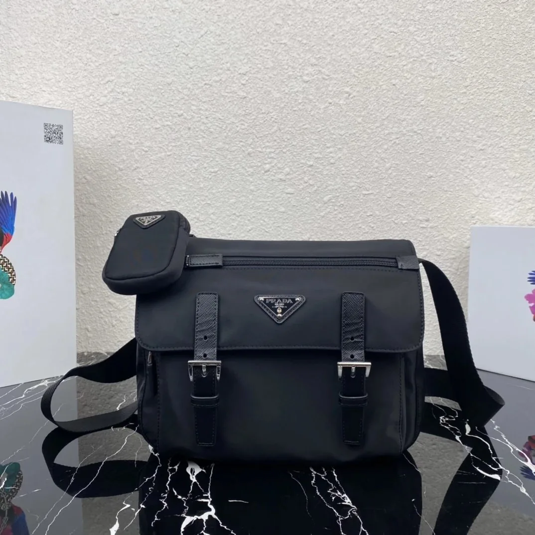 Prada Triangle Logo Hobo Messenger Bag — Photo 13