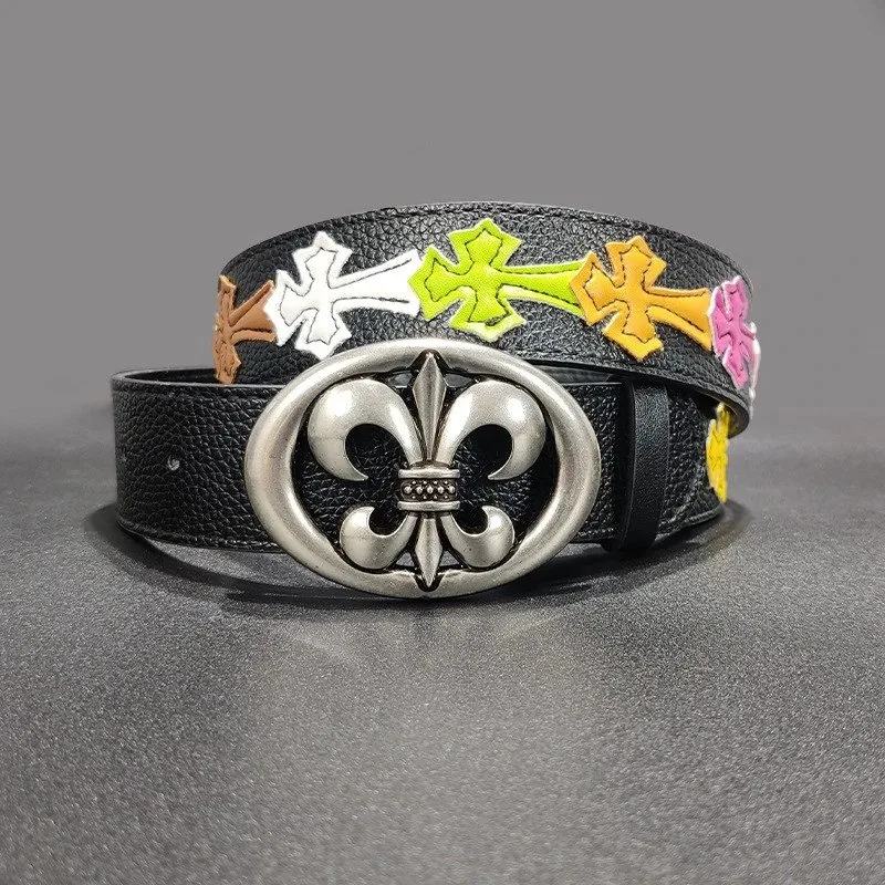 Leather Cross Floral Couple Belt — Photo 6