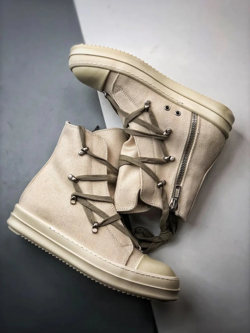 Rick Owens DRKSHDW Ramones High Black White Sneakers — QC
