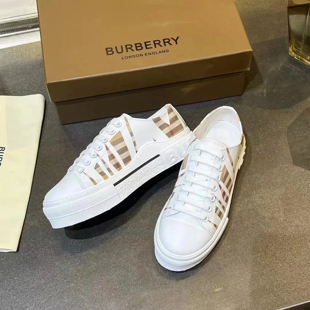 Burberry White Plain Low-Top Sneakers — Photo 4