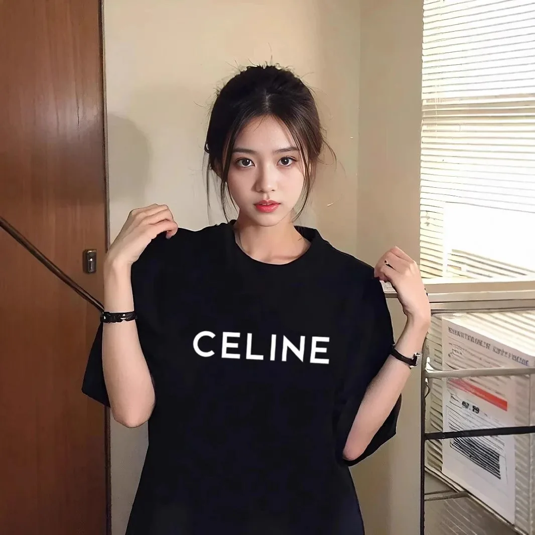 Celine Letter Print Cotton T-Shirt — photo 3
