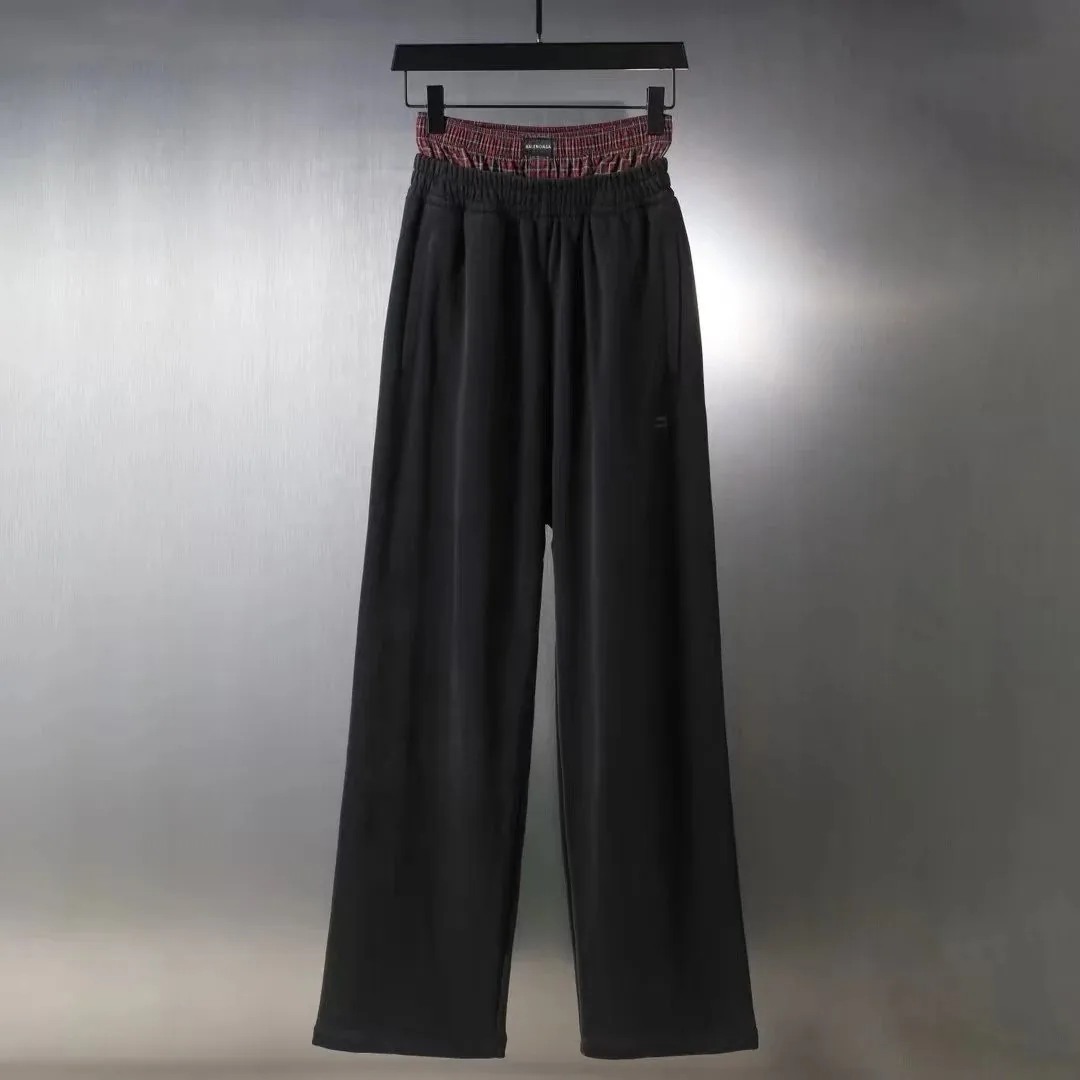 Plaid Layered Embroidered Sweatpants — Photo 2