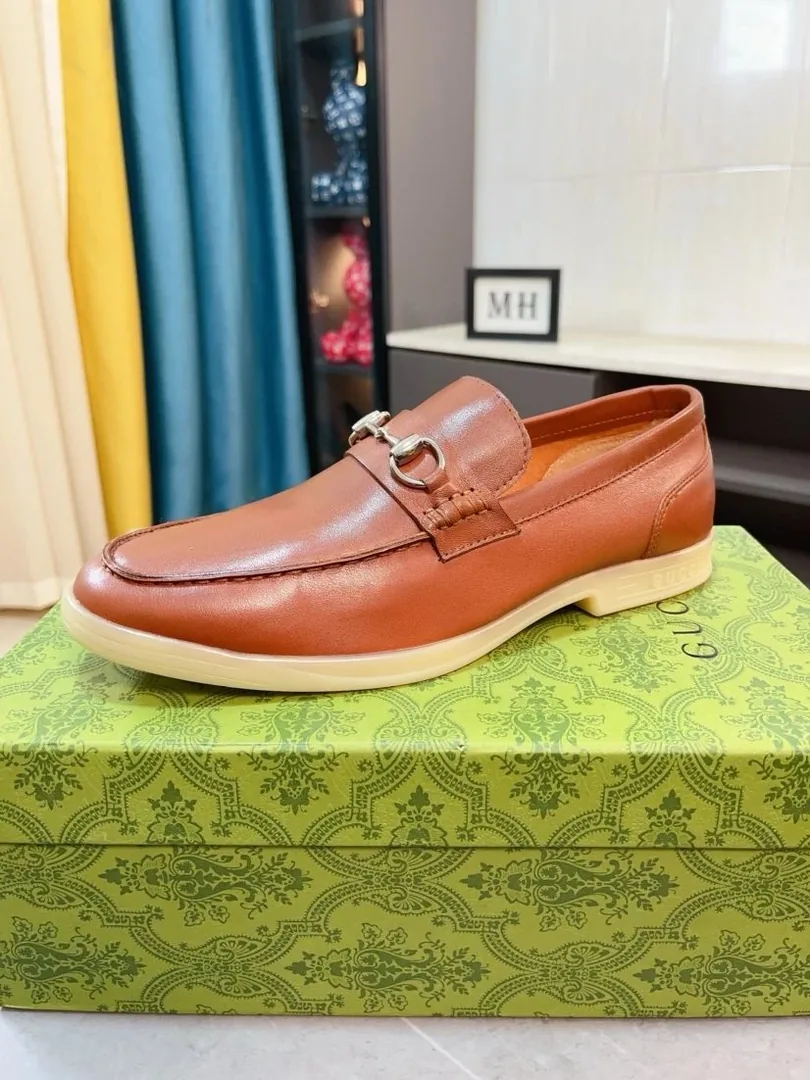 Gucci Horsebit Loafer Beige Grey Leather Low-Tops — Photo 6
