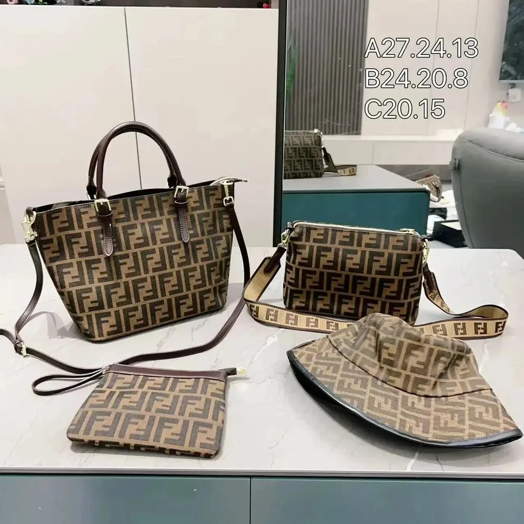 Fendi FF Zucca Boston Bag Wallet Set — QC