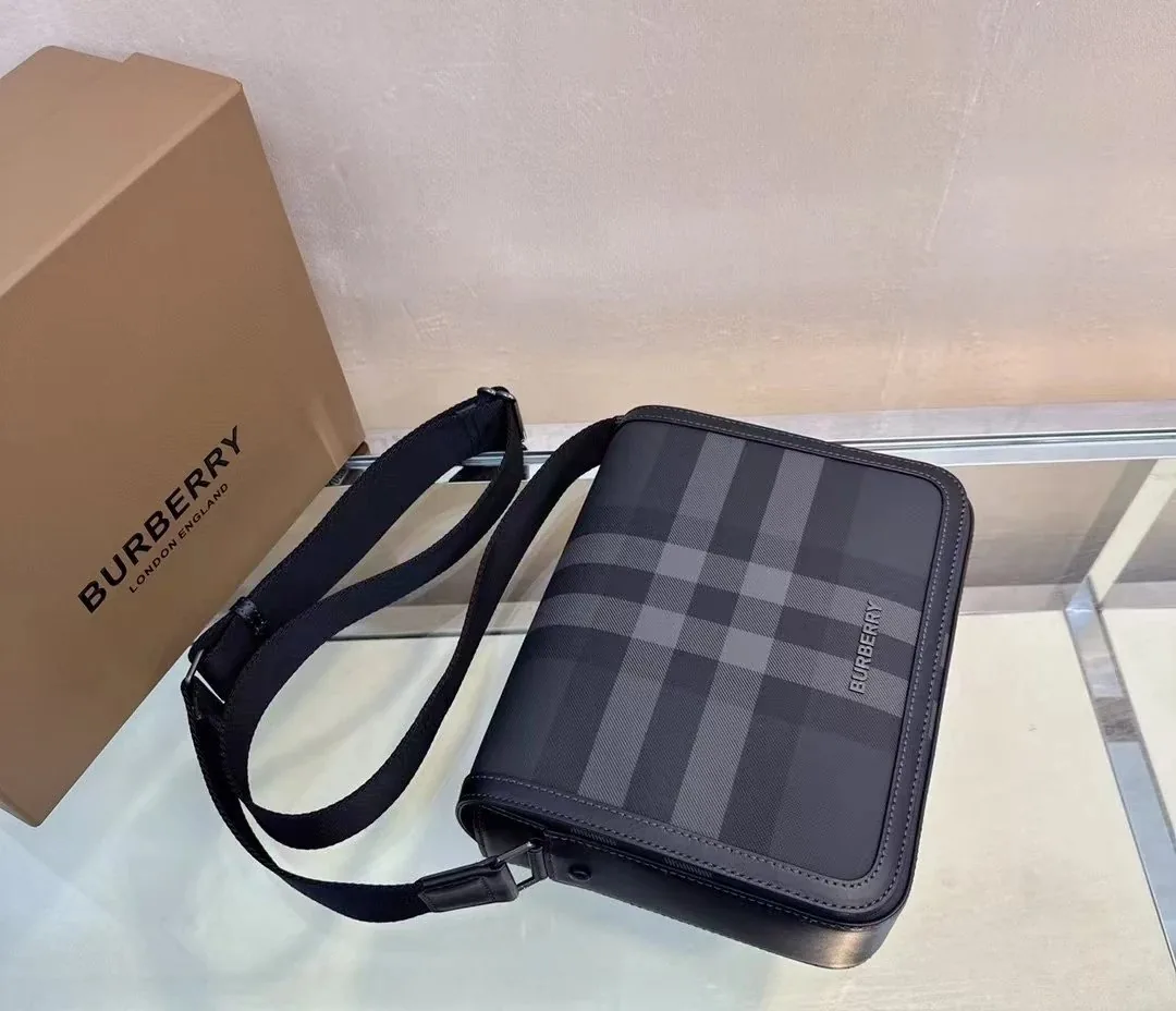 Burberry Check Leather Messenger Bag — photo 6