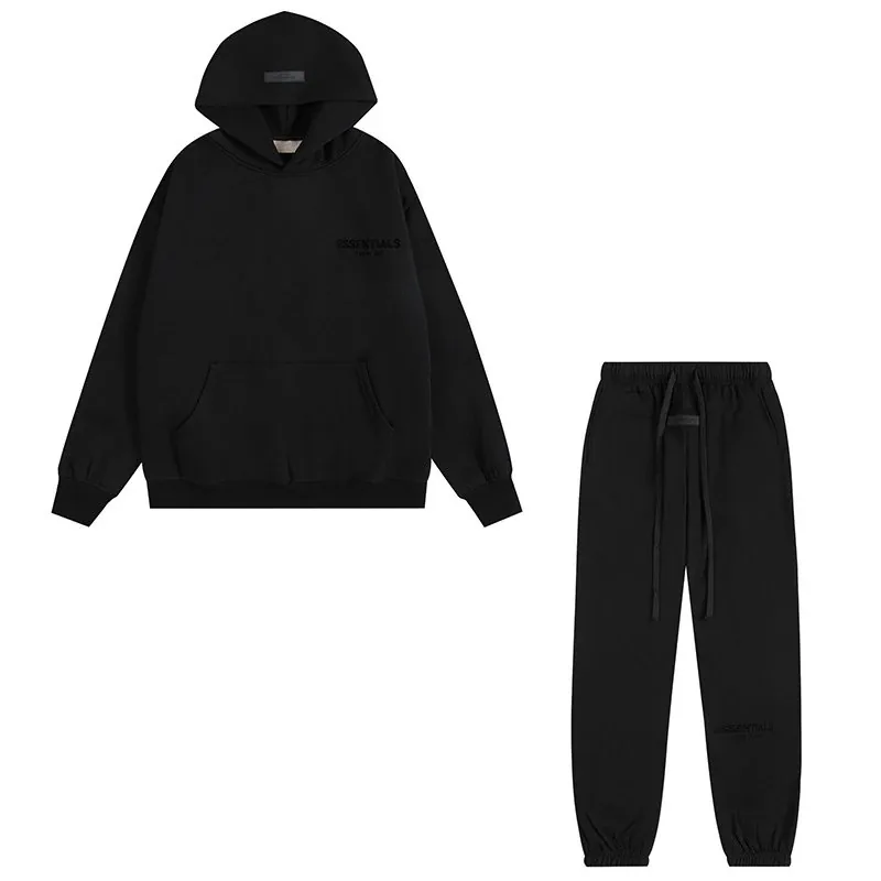 Essentials Flocked Letter Fleece Hoodie Set — Photo 3