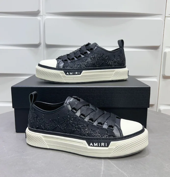 Amiri Stars Court Low White Beige Star Patch Sneakers — Photo 5