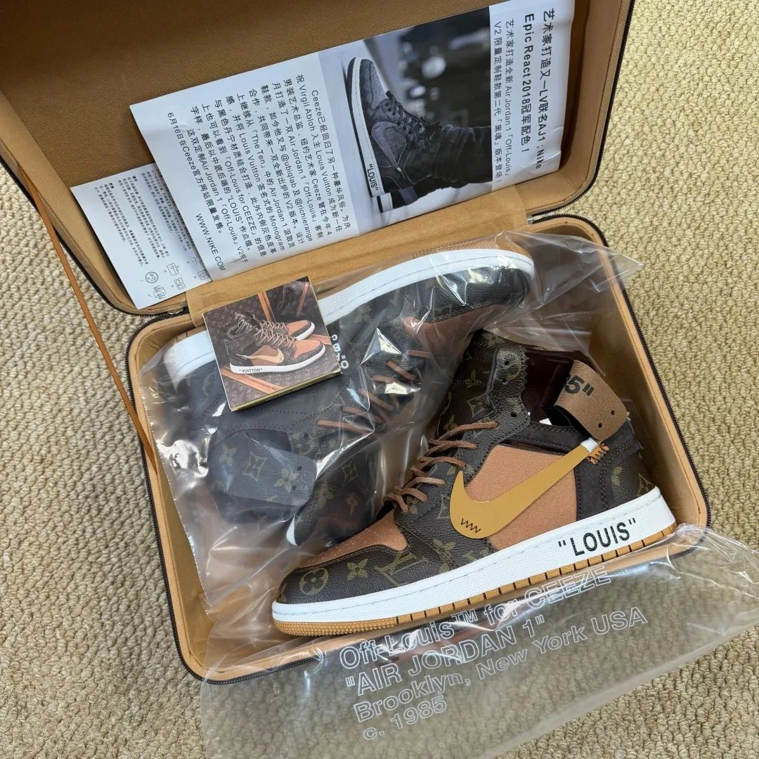 Jordan 1 High Triple Collab Monogram Sneakers With Trunk Case — Photo 15