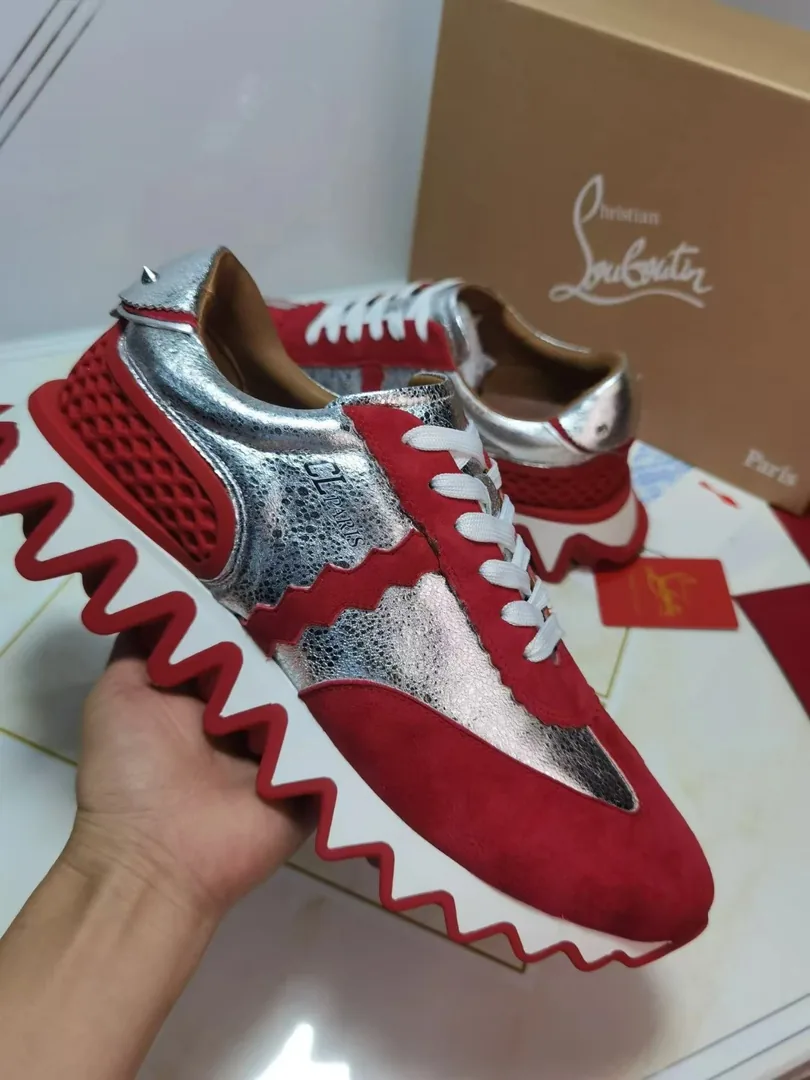Christian Louboutin Red White Red-Sole Sneakers — Photo 15